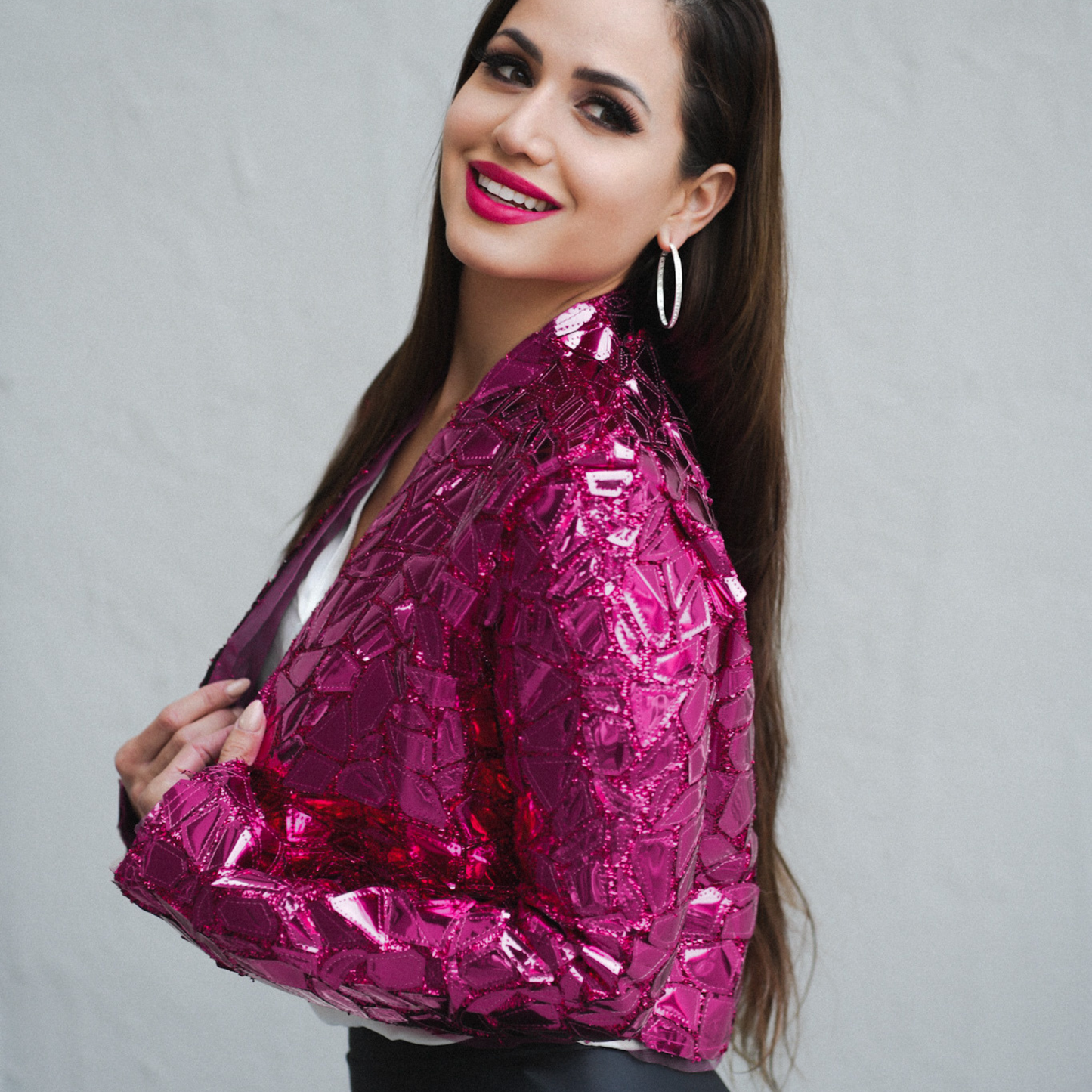 Chaqueta manga larga geométrica