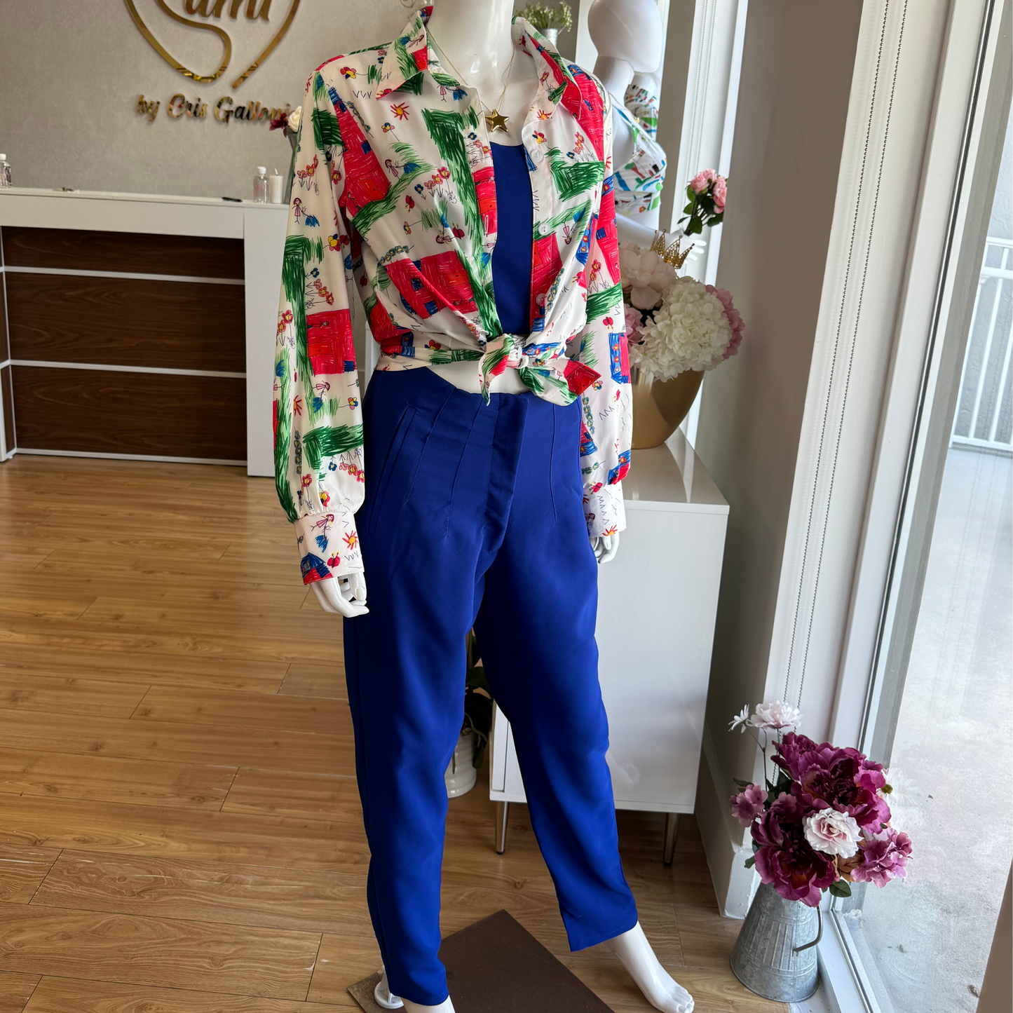 Camisa de seda manga larga dibujos sami