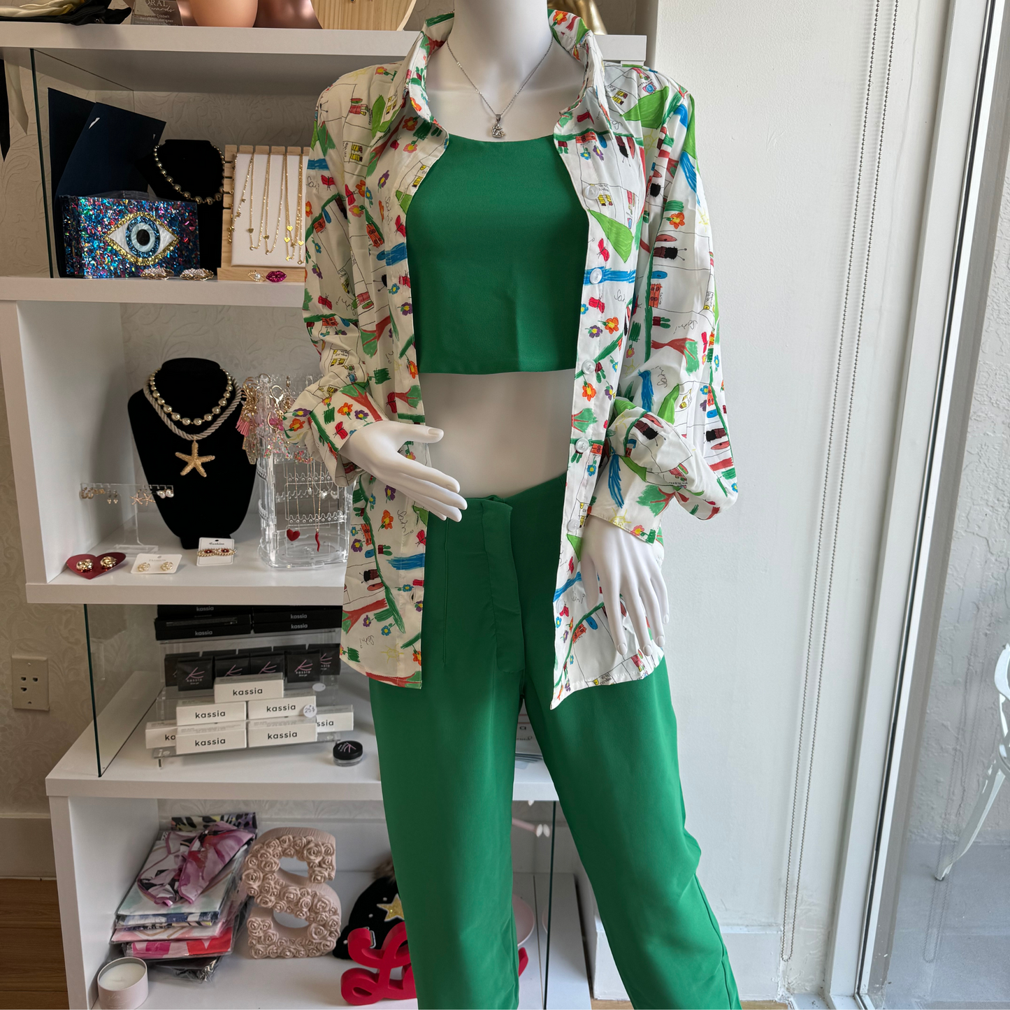 Set de Franela Manga Larga, Top & Pantalón