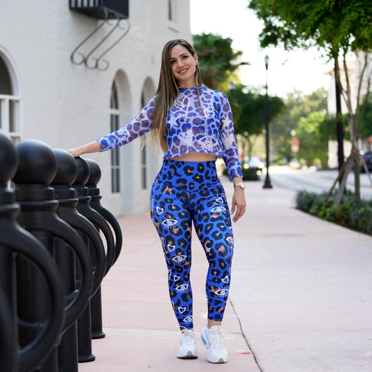 BLUE LEOPARD PRINT SET